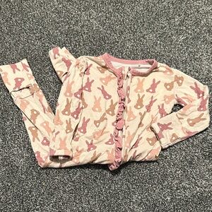 Pink and Brown Bunny Print Pajama Set